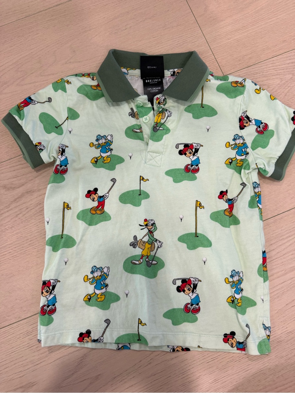 Kids Disney Green Golf Character Polo Shirt | 4T
